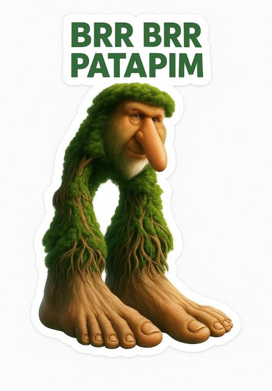 Vinyl sticker: BRR BRR Patapim Forest Troll Meme Sticker for Laptop Wall Car Window Bumper Truck Auto Water Bottle – Tree-Root Vinyl Decal with Clean Border Containment 4 in