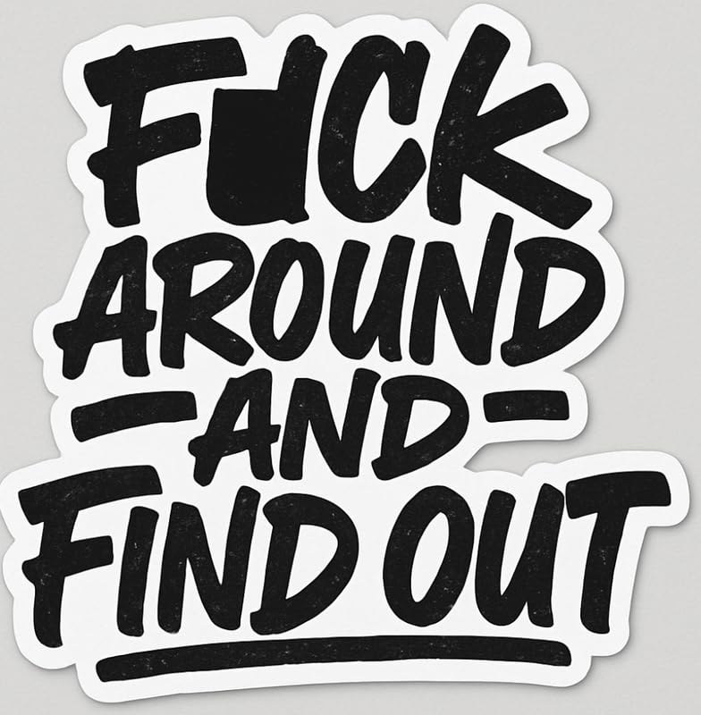Vinyl sticker: FAFO Sticker – Waterproof Vinyl Decal for Laptop, Wall, Car, Window, Bumper, Truck, Auto, Water Bottle – Bold Black Monochrome FAFO Graphic Design – Variation 2