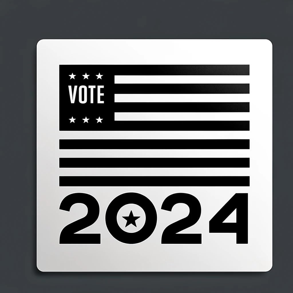 Vinyl sticker: 2024 USA Elections Minimalist Vote Sticker Decal for Laptop, Wall, Car, Window, Bumper, Truck, Waterproof, Auto, Water Bottle