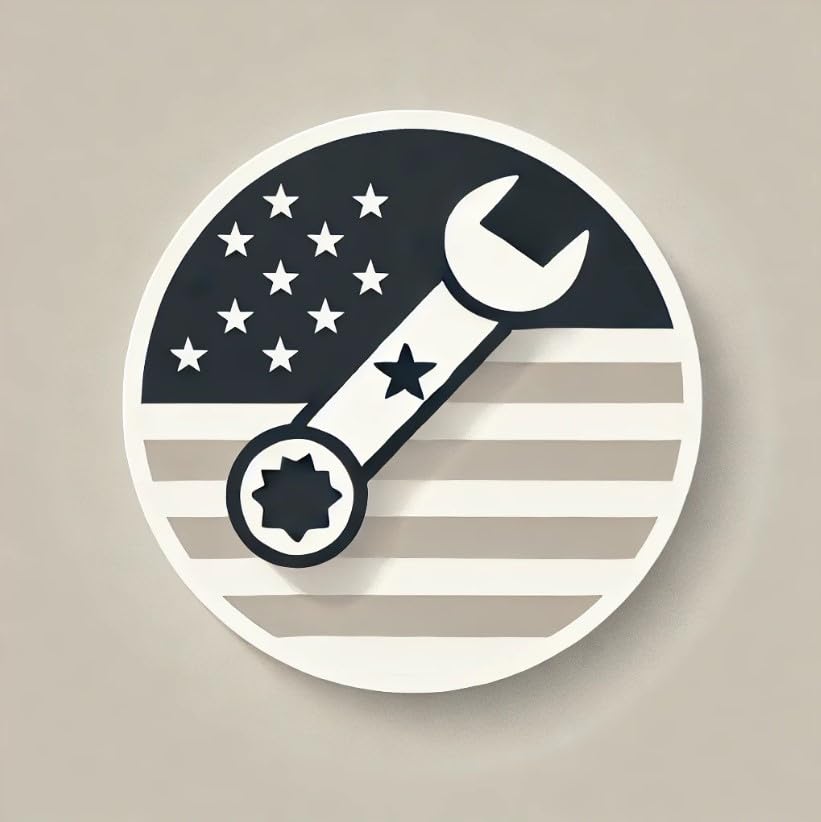 Vinyl sticker: Minimalistic Labor Day Wall Car Window Bumper Sticker - Simple Wrench and Star Decal, Vinyl Waterproof for Laptop, Truck, Auto, Water Bottle
