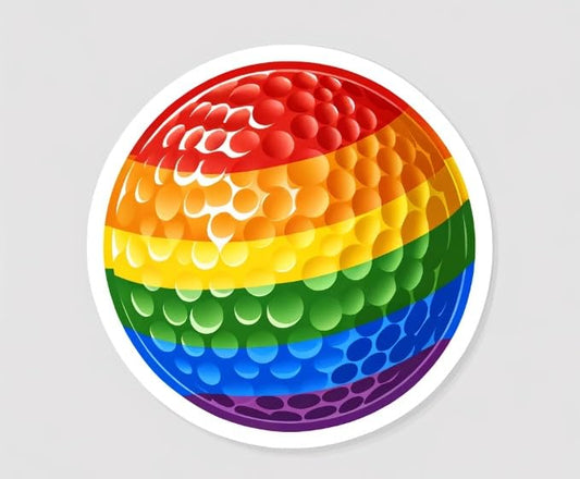 Vinyl sticker: Cartoon Rainbow Golf Ball Sticker - LGBT Flag Colors, Waterproof Decal for Sports Enthusiasts, Ideal for Laptops, Cars, and Equipment