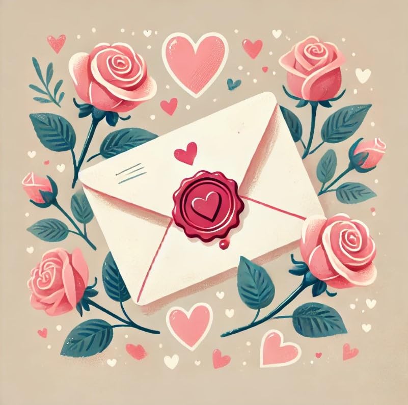 Vinyl sticker: Valentine’s Illustration Sticker for Laptop, Car, Truck, Window, Bumper, Waterproof Vinyl Decal, Love Letter with Heart Wax Stamp for Auto and Water Bottle Decoration