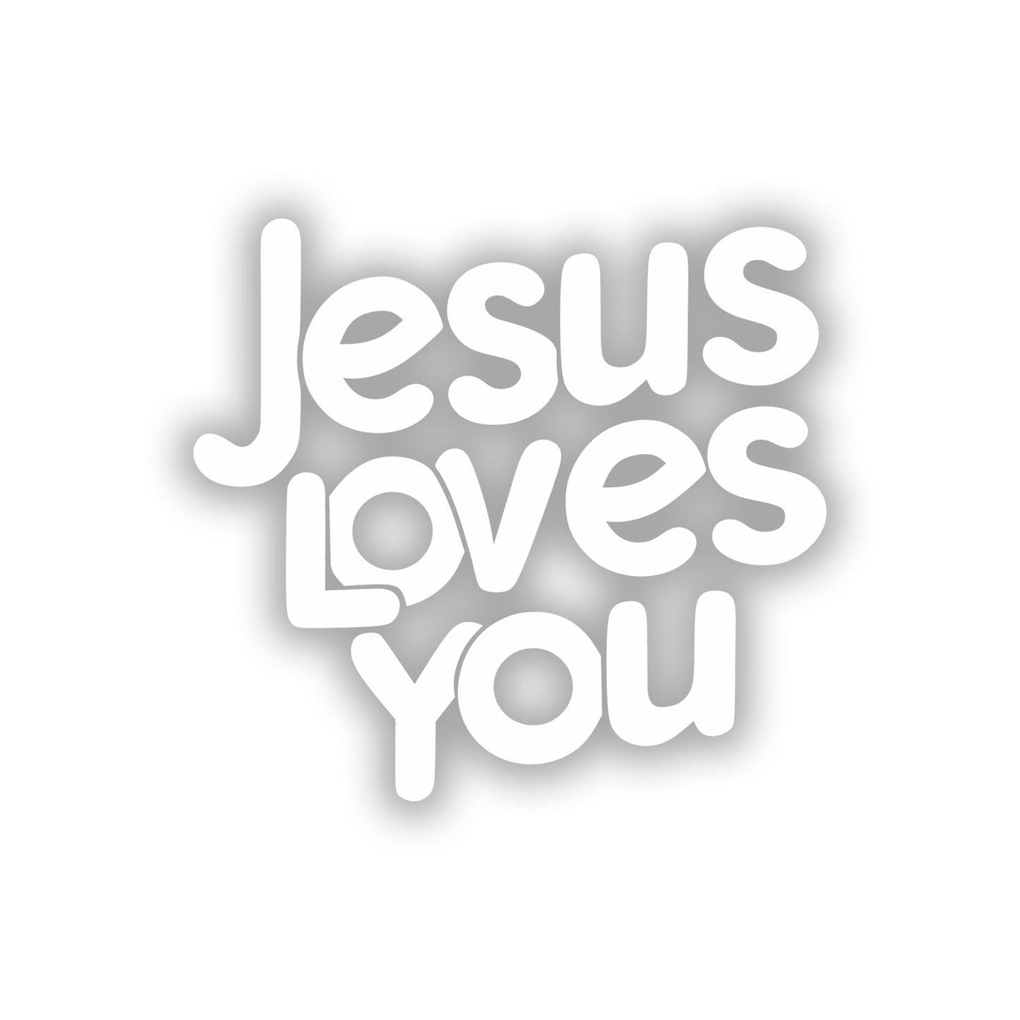 Vinyl sticker: "Jesus Loves You" Bold Contrast Decal - White Text on Black Background - Minimalist Sticker for Any Surface (8)