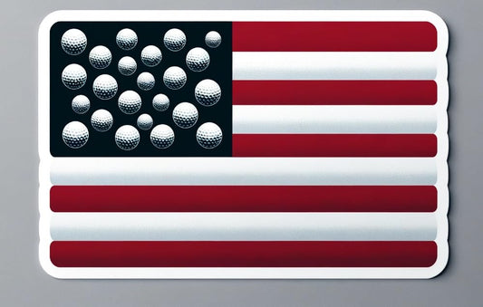 Vinyl sticker: USA Flag with Uniform Golf Ball Stars Sticker - Unique Sports-Themed Patriotic Design, Waterproof Decal for Golf Enthusiasts