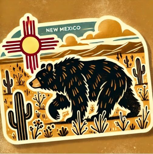 Vinyl sticker: Tumbleweed Trail Black Bear New Mexico Retro Sticker for Laptop, Wall, Car, Window, Bumper, Waterproof Decal for Truck, Auto, Water Bottle (4)