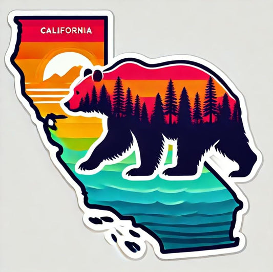 Vinyl sticker: California Grizzly Bear Map Laptop Wall Car Window Bumper Sticker Decal Truck Waterproof Auto Water Bottle