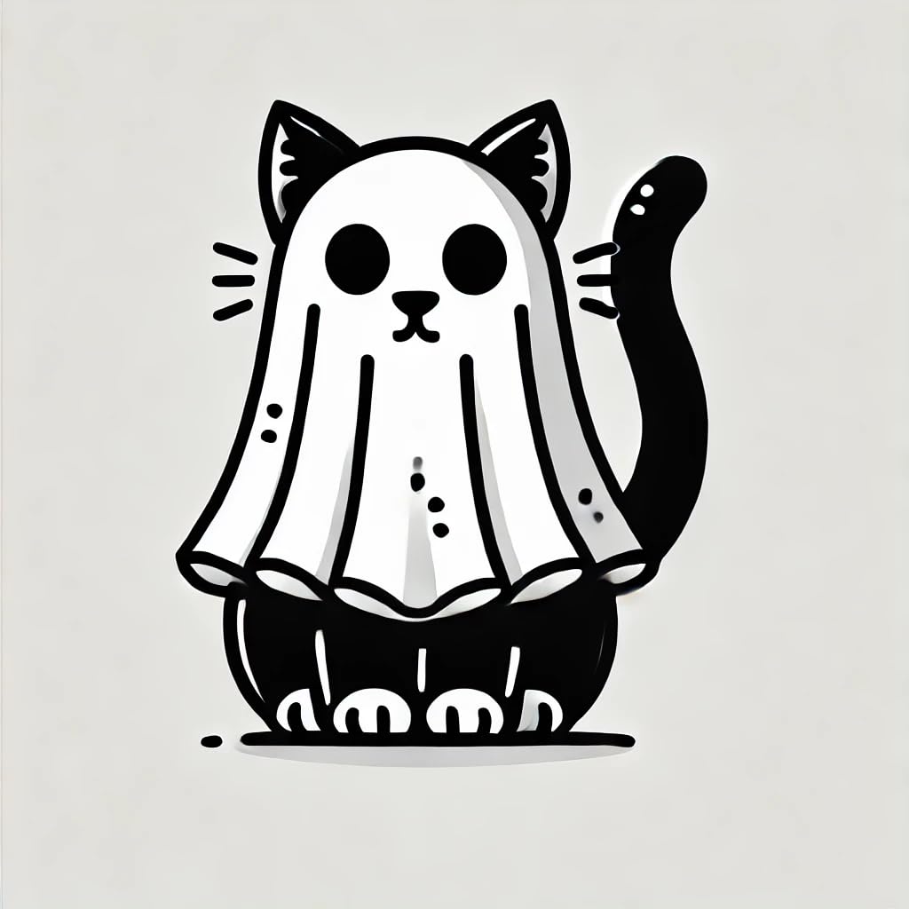 Vinyl sticker: Minimalist Black Cat Ghost Costume Sticker for Laptop, Wall, Car, Window, Bumper, and Water Bottle – Waterproof, Auto Decal for Truck and More.