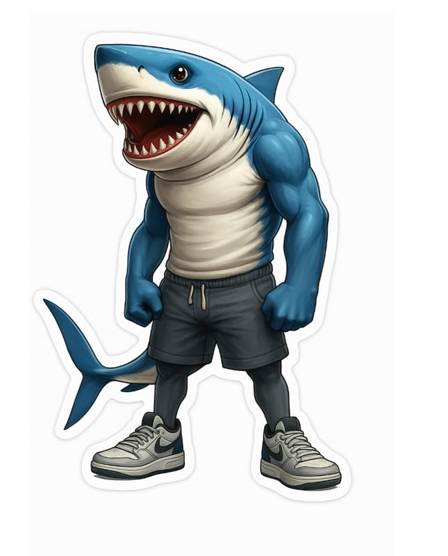 Vinyl sticker: Tralalero Tralala Waterproof Meme Sticker for Laptop Wall Car Window Bumper Decal Truck Auto Water Bottle – Walking Shark with Sneakers Vinyl Art 4 in