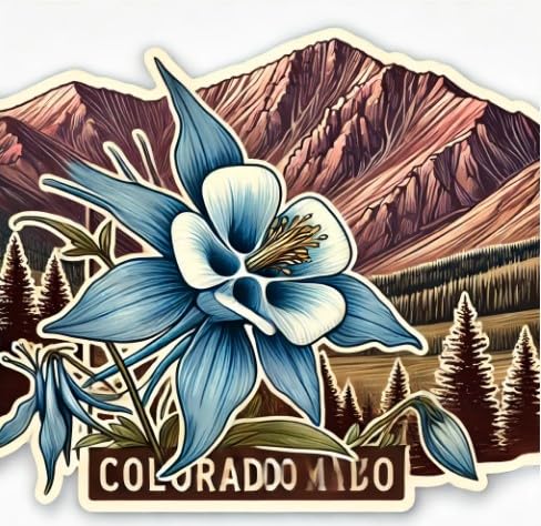 Vinyl sticker: Colorado Blue Columbine Mountain Laptop Wall Car Window Bumper Sticker Decal Truck Waterproof Auto Water Bottle (6)