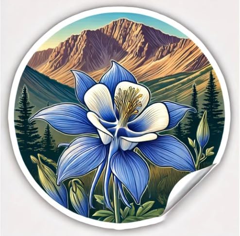 Vinyl sticker: Colorado Blue Columbine Mountain Laptop Wall Car Window Bumper Sticker Decal Truck Waterproof Auto Water Bottle. Variation 8