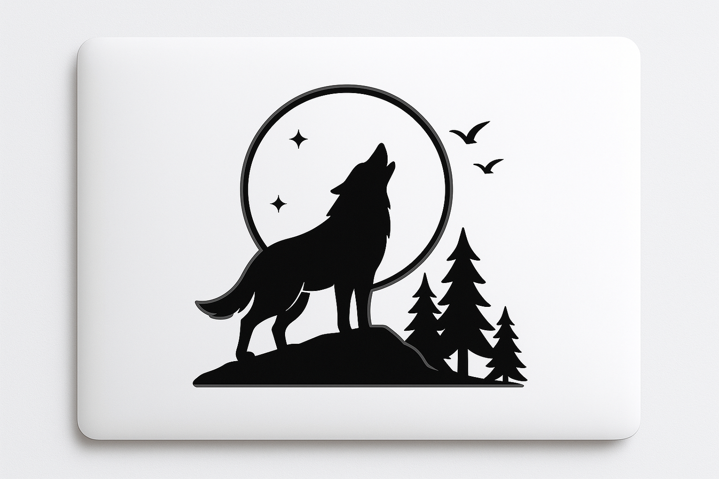 Wolf Howling Full Moon Sticker Decal Vinyl Laptop Car Window Bumper AUTO Bottle Water Bottle Helmets Waterproof