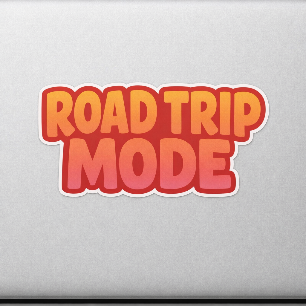 ROAD TRIP MODE Sticker Decal Vinyl Laptop Car Window Bumper AUTO Water Bottle Helmets Waterproof Fun Adventure