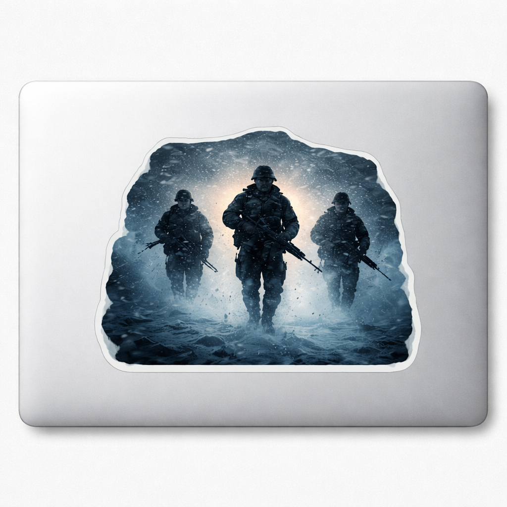 Snowstorm Soldier Silhouettes Sticker Decal Vinyl Laptop Car Window Bumper AUTO Water Bottle Helmets Waterproof Poster