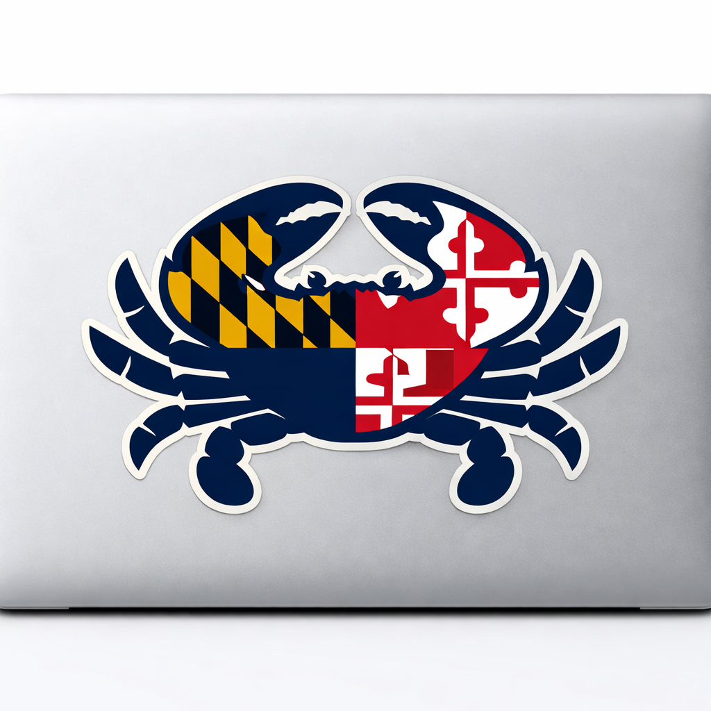 MD Maryland Blue Crab Sticker Decal Vinyl Laptop Car Window Bumper AUTO Water Bottle Helmets Waterproof Flat Design