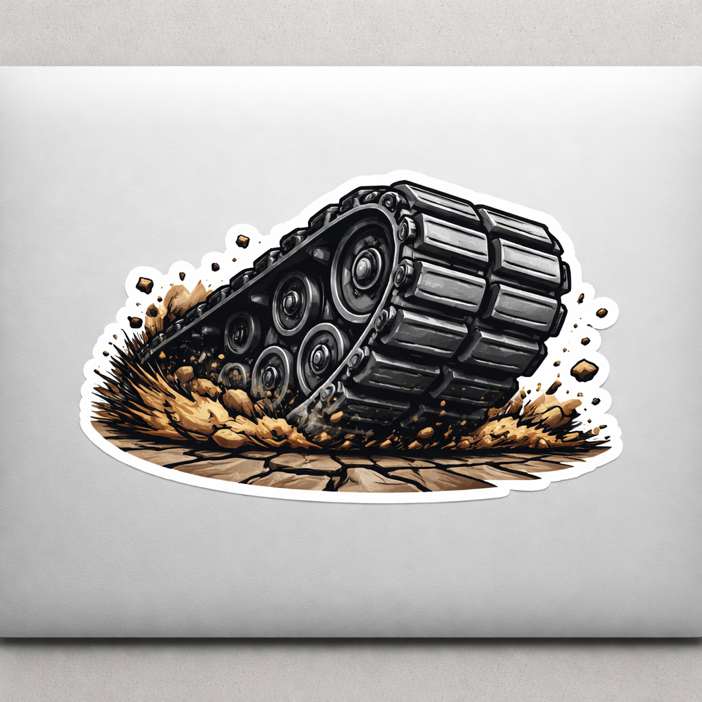 Tank Treads Crushing Ground Sticker Decal Vinyl Laptop Car Window Bumper AUTO Water Bottle Helmets Waterproof