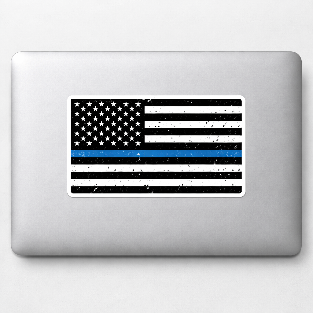 USA Thin Blue Line Sticker Decal Vinyl Laptop Car Window Bumper AUTO Water Bottle Helmets Waterproof American Flag