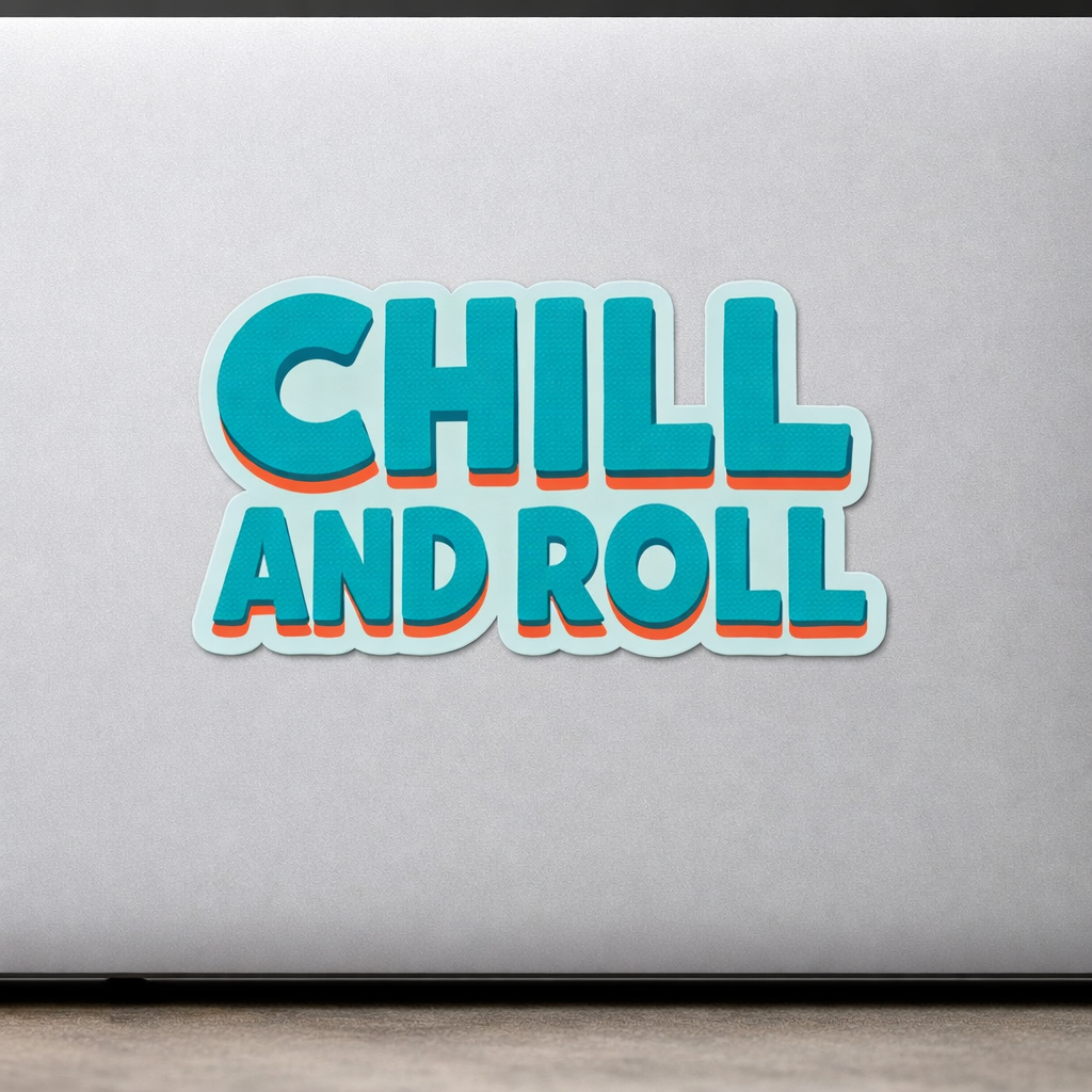CHILL AND ROLL Sticker Decal Vinyl Laptop Car Window Bumper AUTO Water Bottle Helmets Waterproof Fun Modern Type