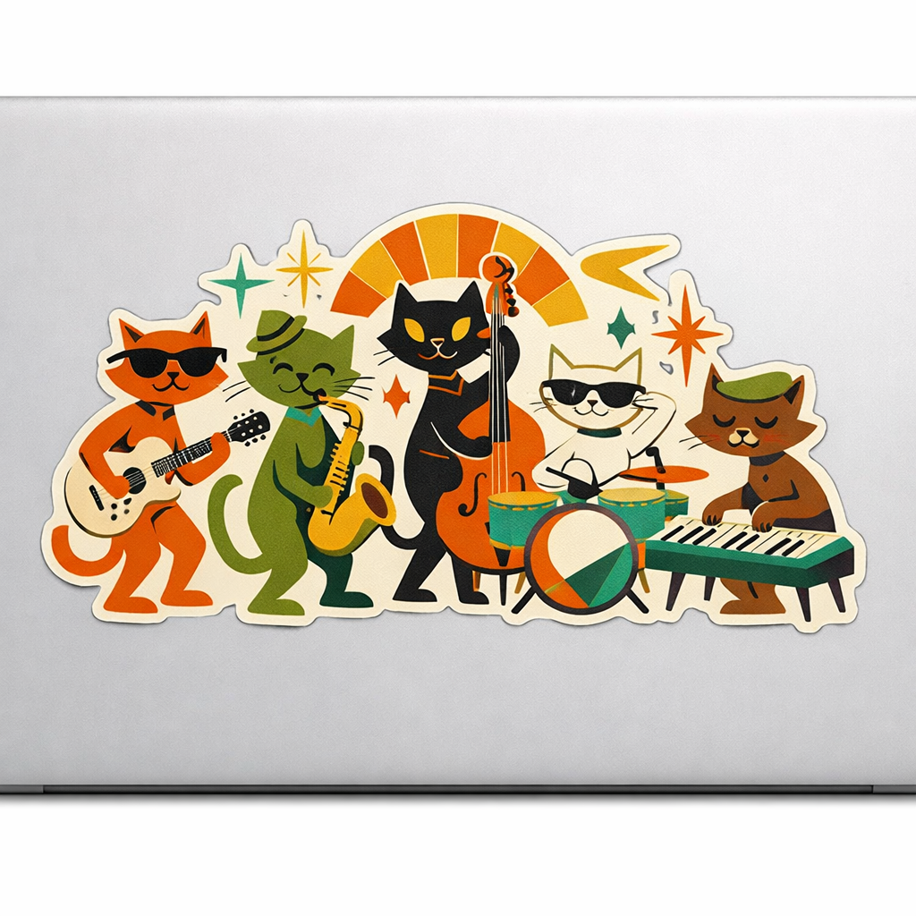 Mid-Century Modern Cats Sticker Decal Vinyl Laptop Car Window Bumper AUTO Water Bottle Helmets Waterproof Atomic