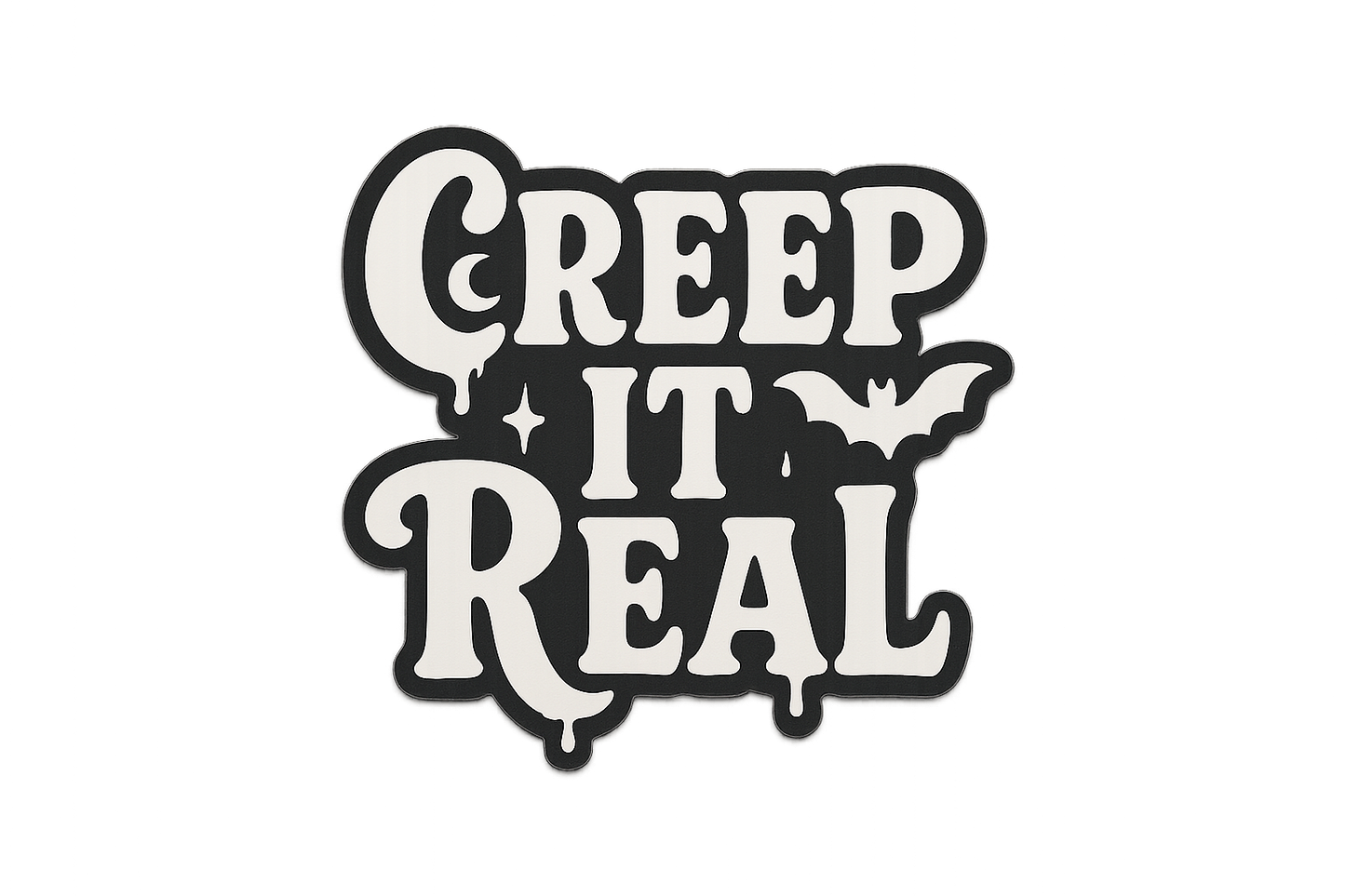 Halloween Creep It Real Sticker Decal Vinyl Laptop Car Window Bumper AUTO Water Bottle Helmets Waterproof Spooky Phrase