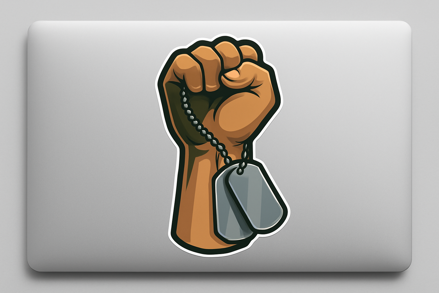 Strong Fist Holding Dog Tags Sticker Decal Vinyl Laptop Car Window Bumper AUTO Water Bottle Helmets Waterproof Military