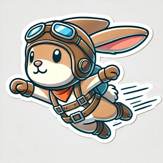 Vinyl sticker: Charming Flying Rabbit Laptop Wall Car Window Bumper Sticker Decal - Childish Cartoon Style - Waterproof and Durable for Auto, Truck, Water Bottle, More (6)