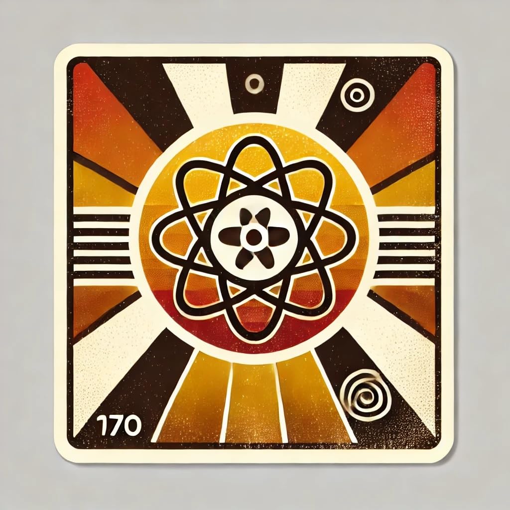 Vinyl sticker: Retro 70s Atomic Symbol Sticker for Laptop, Wall, Car, Window, Bumper – Psychedelic Geometric Decal, Waterproof and Durable for Truck, Auto, Water Bottle