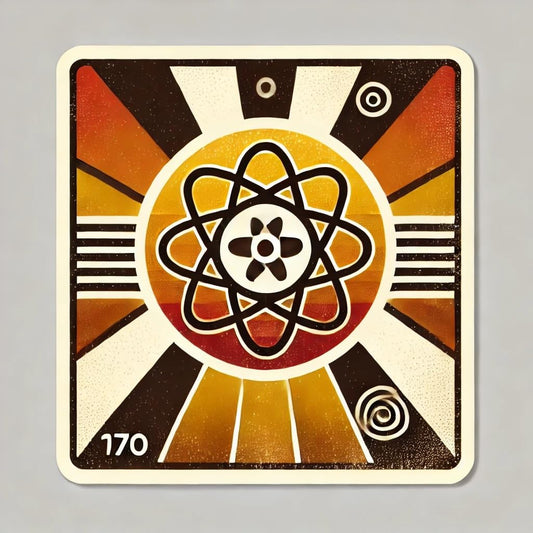 Vinyl sticker: Retro 70s Atomic Symbol Sticker for Laptop, Wall, Car, Window, Bumper – Psychedelic Geometric Decal, Waterproof and Durable for Truck, Auto, Water Bottle