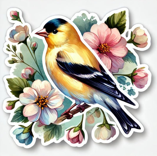 Vinyl sticker: Cartoon American Goldfinch - Laptop, Wall, Car, Window, Bumper, Sticker, Decal, Truck, Waterproof, Auto, Water Bottle