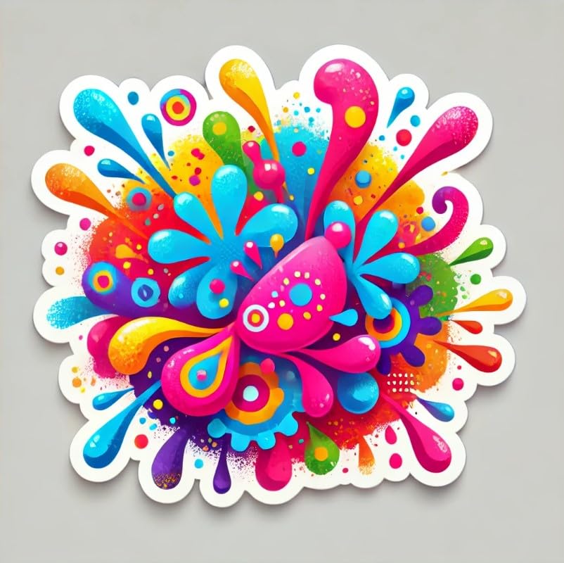 Vinyl sticker: Holi Festival Paint Splash Drips Laptop Wall Car Window Bumper Sticker Decal Truck Waterproof Auto Water Bottle (6)