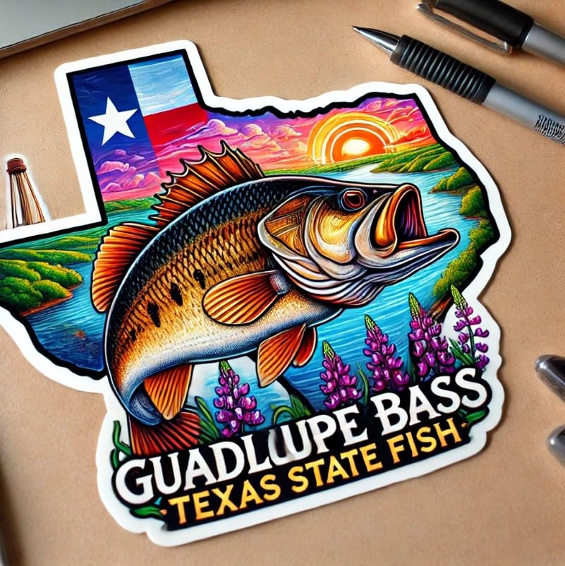 Vinyl sticker: Vibrant Guadalupe Bass Sticker for Laptop, Wall, Car, Window, Bumper, Waterproof Decal for Truck and Water Bottle