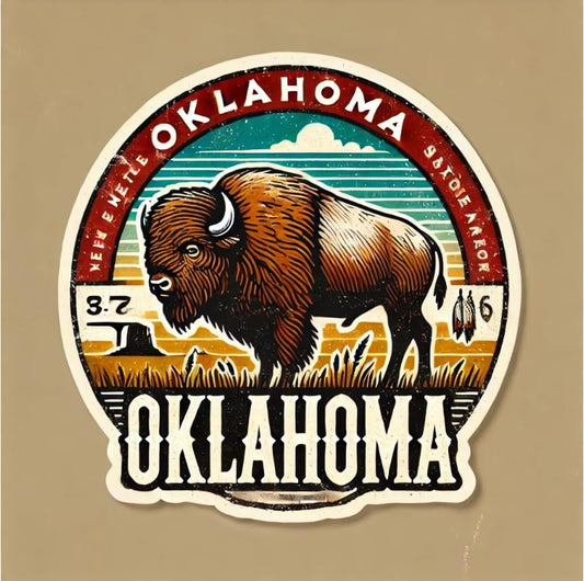 Vinyl sticker: Buffalo Oklahoma Vinyl Sticker for Laptop, Wall, Car, Window, Bumper, Decal, Truck, Waterproof Auto, Water Bottle – Vintage Western Frontier Style