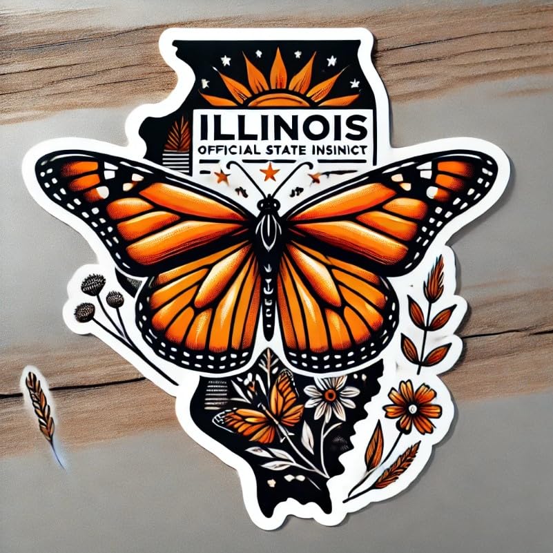 Vinyl sticker: Monarch Butterfly Nature Vinyl Sticker - Waterproof Decal for Laptop, Wall, Car, Window, Bumper, Truck, Auto, Water Bottle