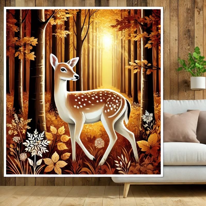Vinyl sticker: White-Tailed Deer Autumn Forest Vinyl Sticker for Laptop, Wall, Car, Window, Bumper, Truck, Waterproof Auto, Water Bottle. Variation 11