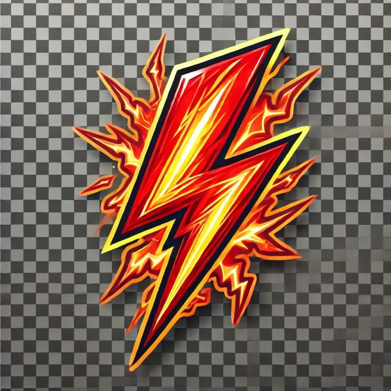 Vinyl sticker: Fiery Red Lightning Bolt Laptop Wall Car Window Bumper Sticker Decal Waterproof Truck Auto Water Bottle