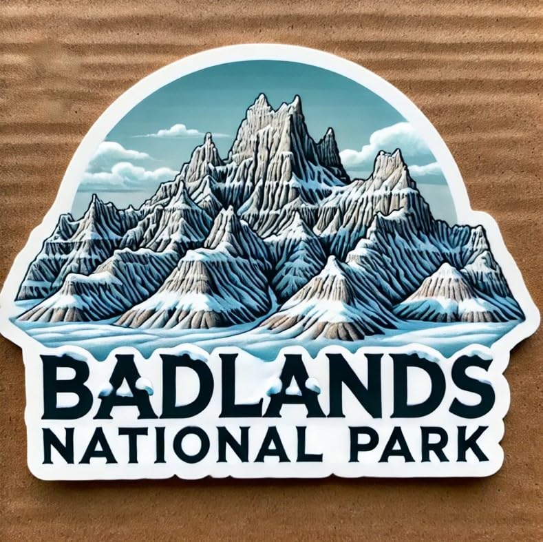 Vinyl sticker: Badlands National Park Sticker - Snowy Rock Formations Decal for Laptop, Wall, Car, Window, Bumper, Truck, Waterproof Vinyl for Water Bottle and Auto (6)