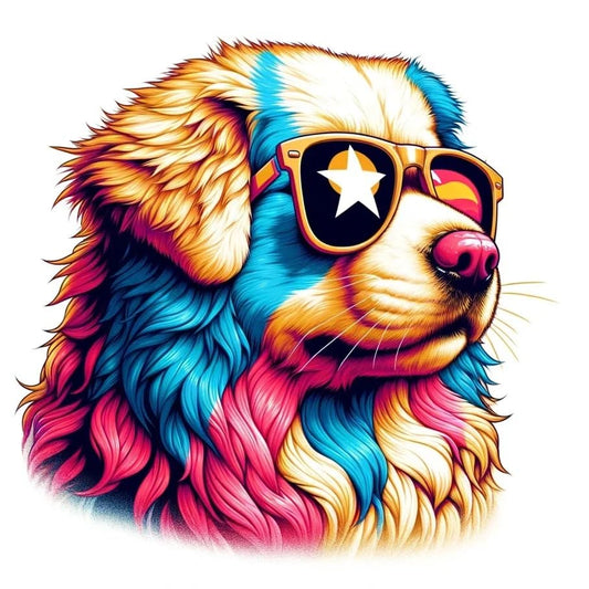 Vinyl sticker: Sticker Golden Retriever Glasses Flag Star Vietnam Patriotic Dog Vinyl Decal American Flag & Cute Dogs in Glasses USA Pride Canine Waterproof Décor for Laptops Water Bottles Country Pride (4")