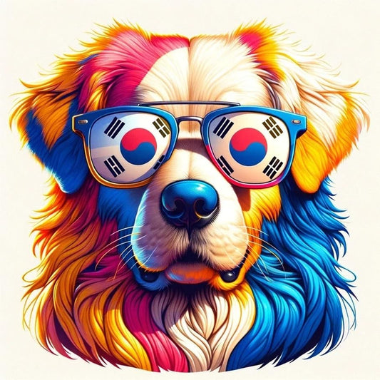 Vinyl sticker: Sticker Golden Retriever Glasses Flag Korean Patriotic Dog Vinyl Decal American Flag & Cute Dogs in Glasses USA Pride Canine Waterproof Décor for Laptops Water Bottles Gift for Dog Owners
