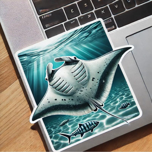 Vinyl sticker: Realistic Manta Ray Sticker for Laptop, Wall, Car, Window, Bumper, Waterproof Decal for Truck, Auto, Water Bottle