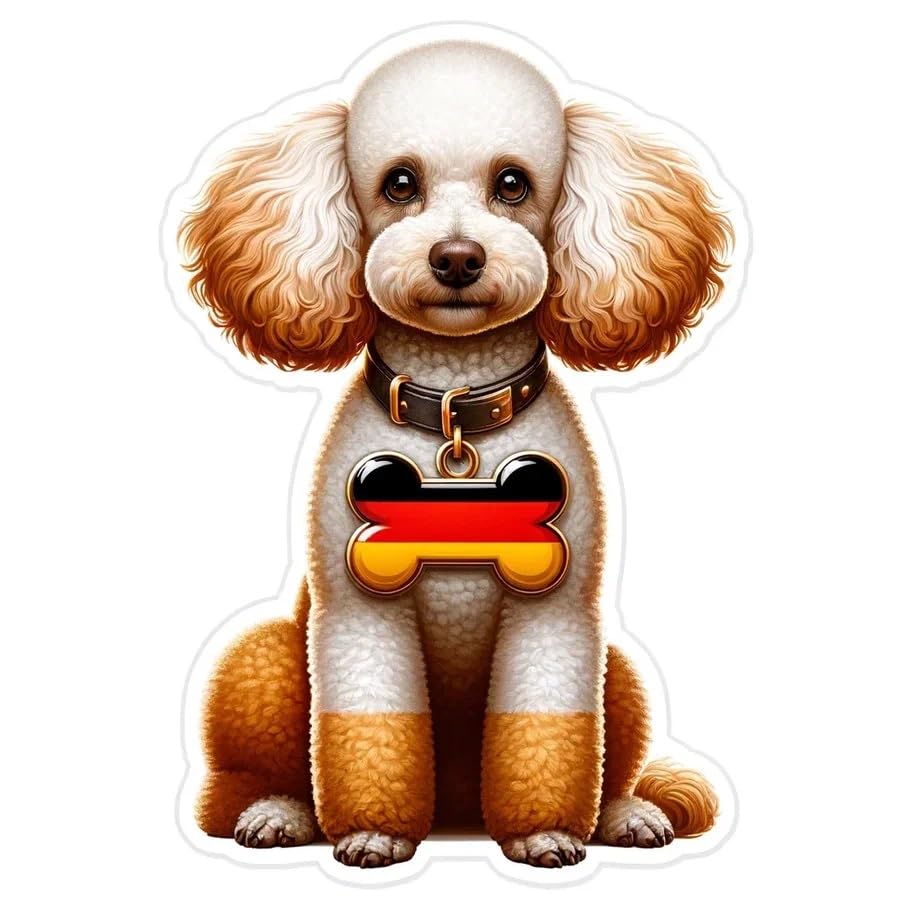 Vinyl sticker: Sticker Poodle Pendant Flag German Patriotic Dog Vinyl Decal American Flag & Cute Dogs in Glasses USA Pride Canine Waterproof Décor for Laptops Water Bottles Baby Room