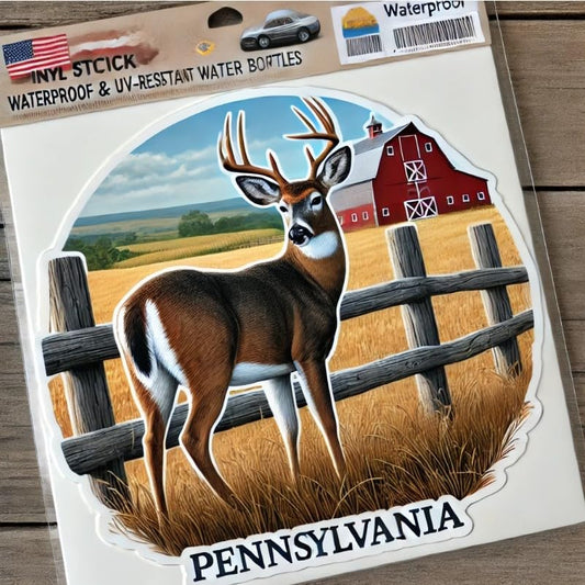 Vinyl sticker: Rustic Farm White-Tailed Deer Vinyl Sticker for Laptop, Wall, Car, Window, Bumper, Decal, Truck, Waterproof, Auto, Water Bottle (4)