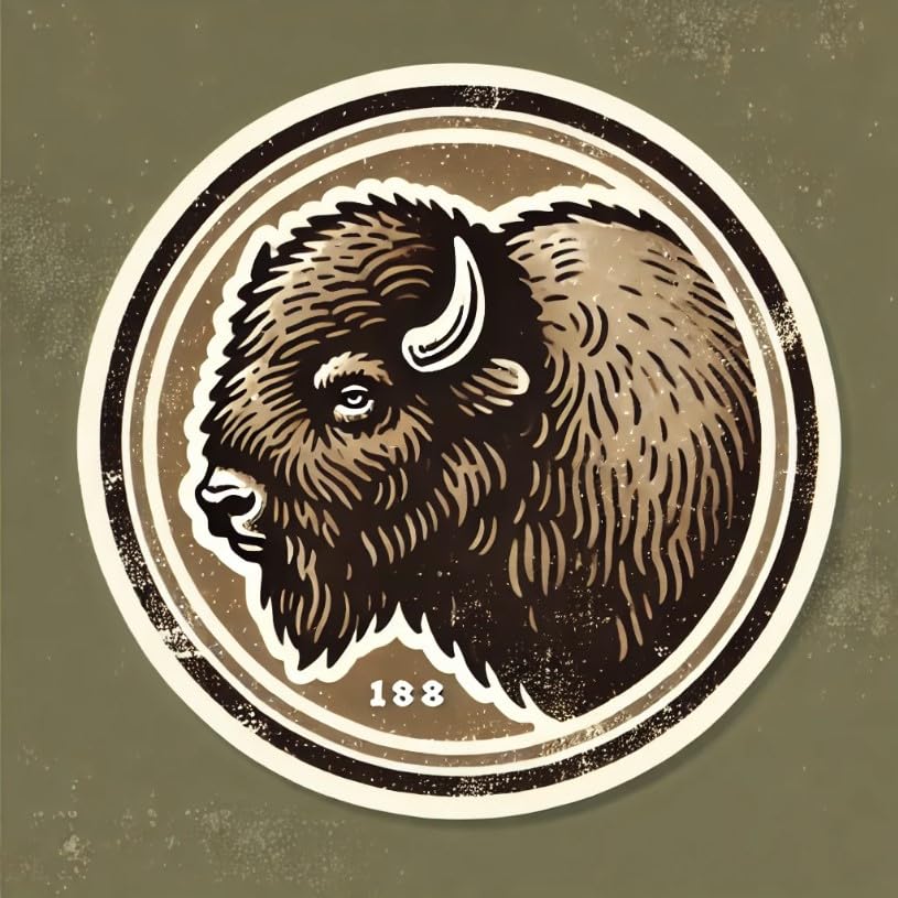 Vinyl sticker: Vintage Bison Wall Sticker for Car, Laptop, Window, Bumper, Waterproof Vinyl Decal for Trucks, Auto, Water Bottles (6)