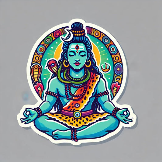 Vinyl sticker: Shiva Hindu God Meditation Sticker without snake with Vibrant Colors for Laptop, Wall, Car, Window, Bumper, Decal, Truck, Waterproof, Auto, Water Bottle