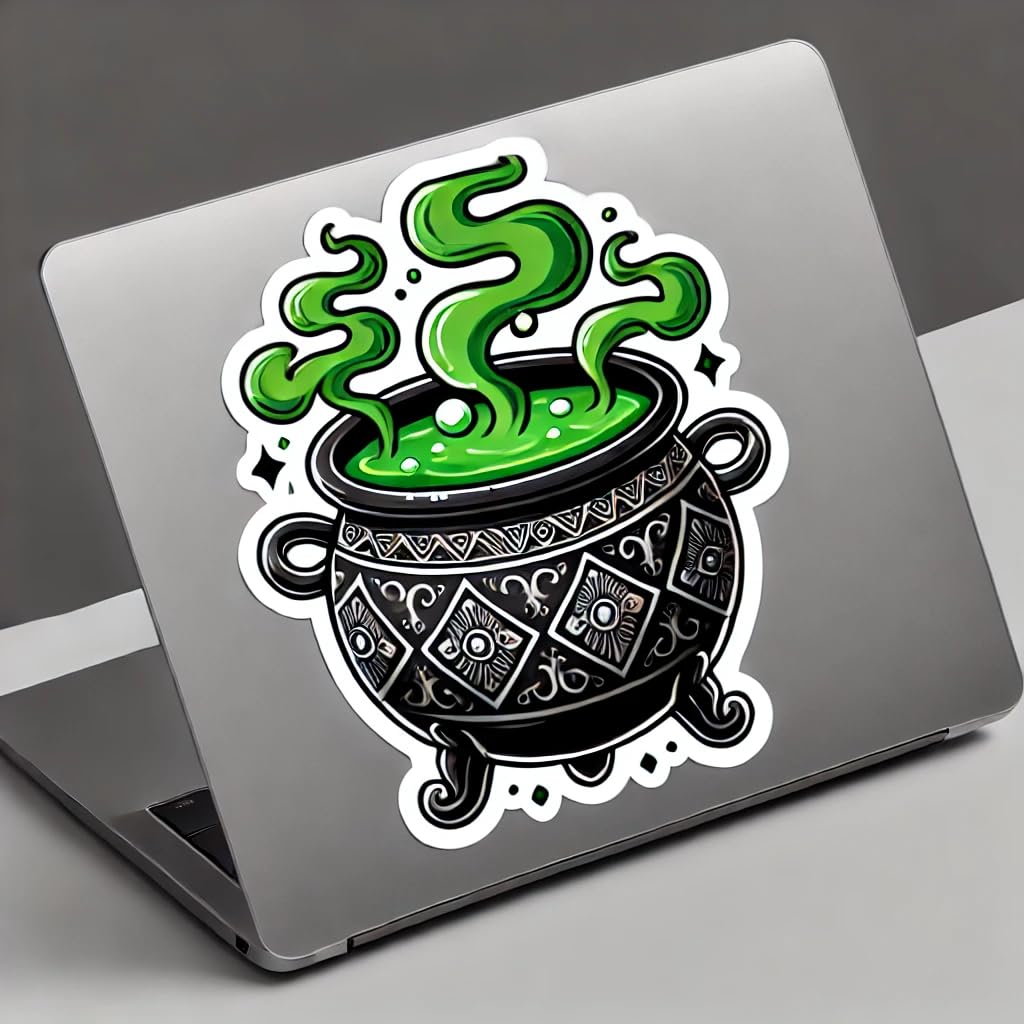 Vinyl sticker: Witch's Cauldron with Bubbling Potion Sticker for Laptop, Wall, Car, Window, Bumper, and Water Bottle - Waterproof Vinyl Decal for Truck and Auto (4)