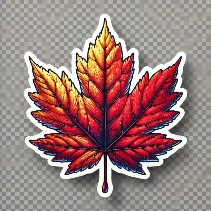 Vinyl sticker: Vibrant Autumn Leaf Sticker for Laptop, Wall, Car, Window, Bumper, Truck, Waterproof Decal - Realistic Design