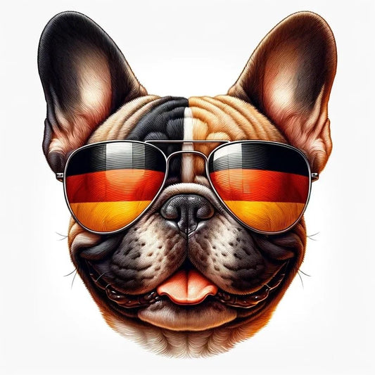 Vinyl sticker: Sticker French Bulldog Glasses Flag Germany Patriotic Dog Vinyl Decal American Flag & Cute Dogs in Glasses USA Pride Canine Waterproof Décor for Laptops Pet Lover Waterproof Stickers