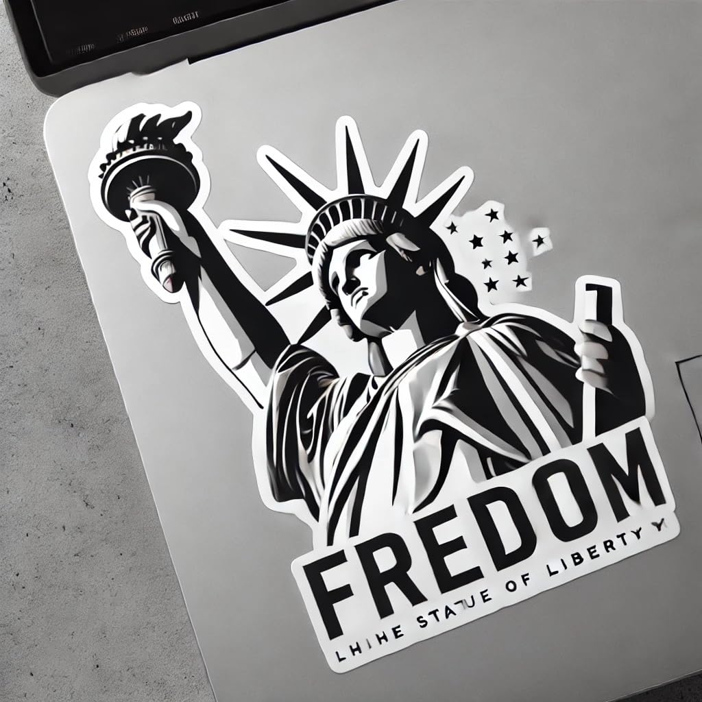 Vinyl sticker: "Freedom" Statue of Liberty Sticker Decal for Laptop, Wall, Car, Window, Bumper, Truck, Waterproof Auto, and Water Bottle