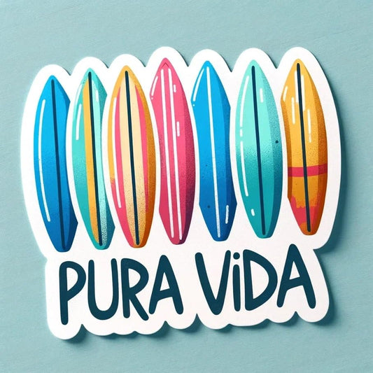 Vinyl sticker: Sticker Pura Vida Tropical Adventure Vinyl Size 4" and 8" Decal Embrace The Surf Sunset Wildlife Vibes for Car Truck Bumper Door Laptop Tumbler