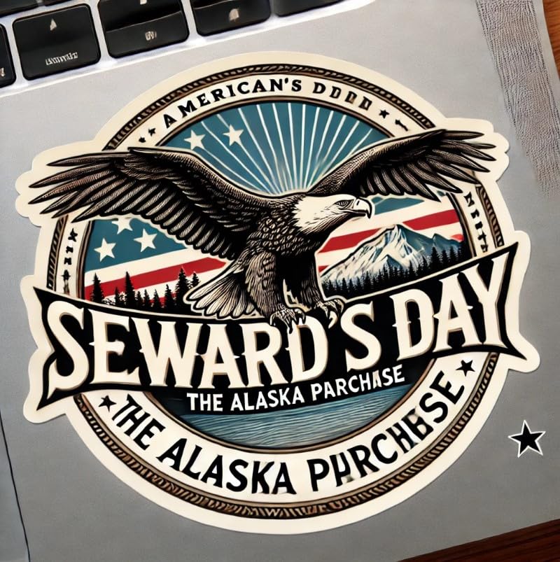 Vinyl sticker: Seward's Day Eagle Alaska Landscape Laptop Wall Car Window Bumper Sticker Decal Truck Waterproof Auto Water Bottle (6)