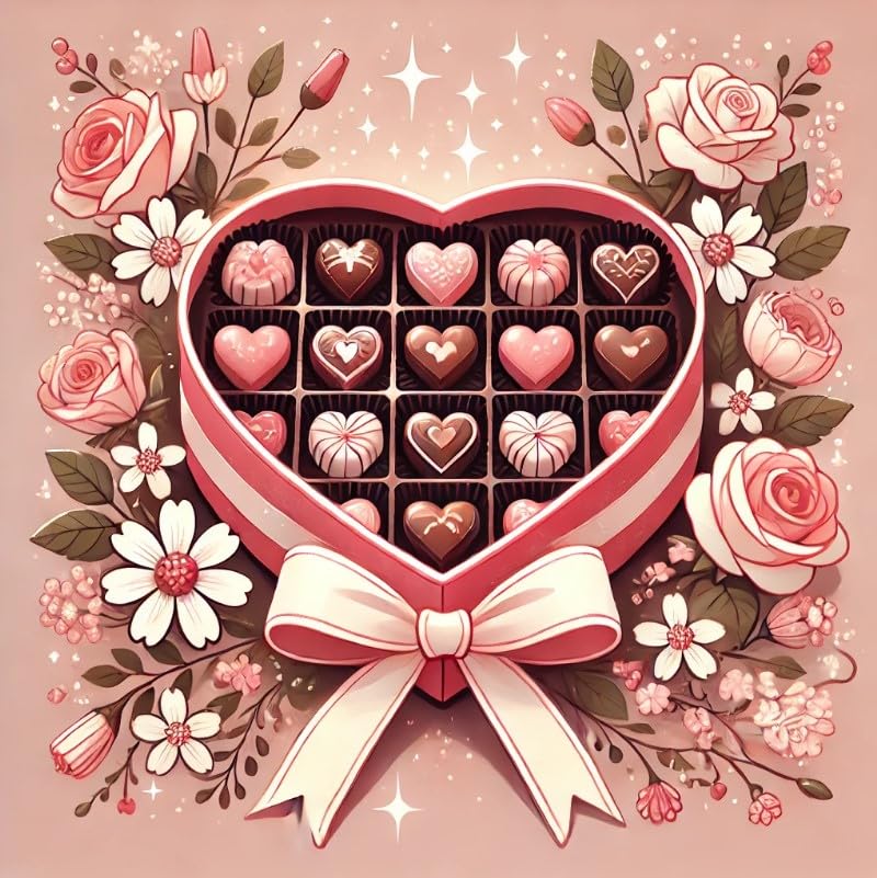 Vinyl sticker: Valentine’s Illustration Sticker for Laptop, Car, Truck, Window, Bumper, Waterproof Vinyl Decal, Heart-Shaped Box of Chocolates for Auto and Water Bottle Decoration