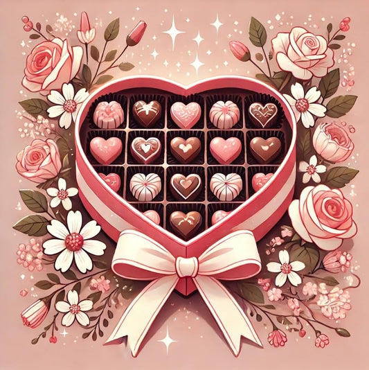 Vinyl sticker: Valentine’s Illustration Sticker for Laptop, Car, Truck, Window, Bumper, Waterproof Vinyl Decal, Heart-Shaped Box of Chocolates for Auto and Water Bottle Decoration